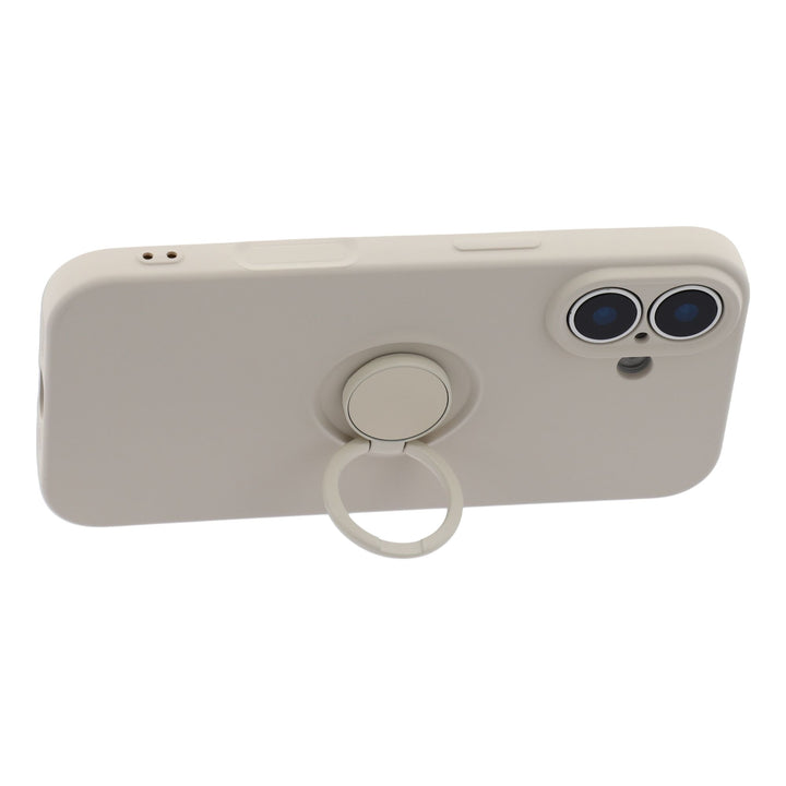 iPhone 17 deksel med ring - Hvit kremfarget