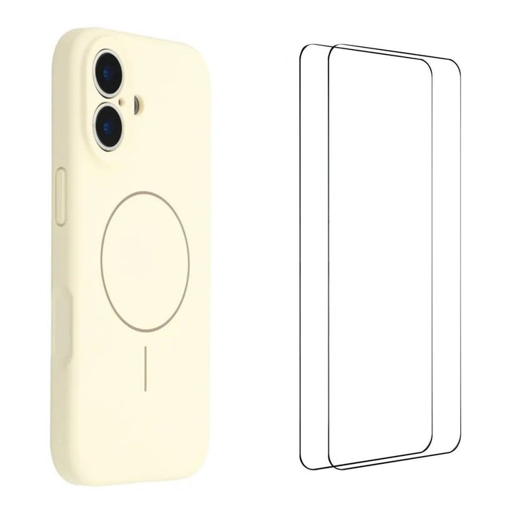 iPhone 17 Magsafe deksel Hvit kremfarget + 2pk Skjermbeskytter