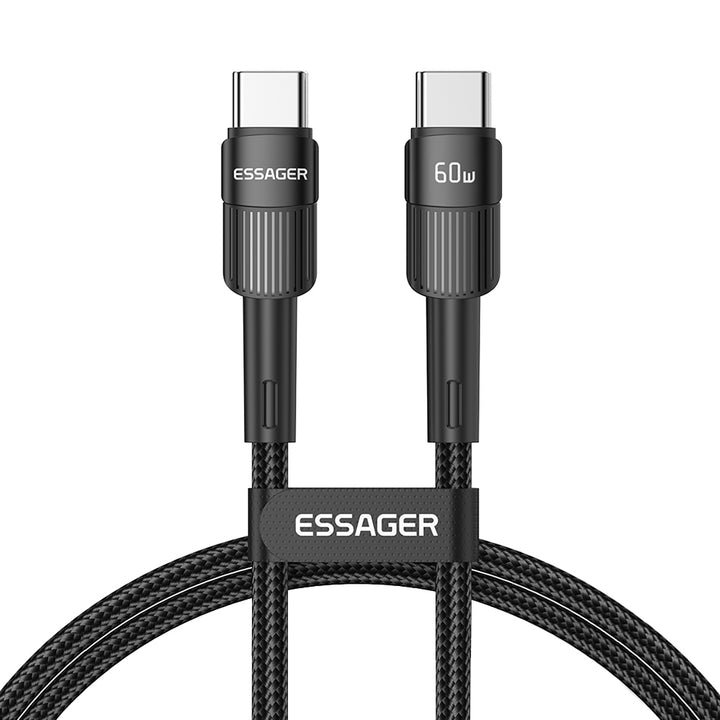 Essager USB-C til USB-C hurtigladekabel – 2 meter, 60W (svart)